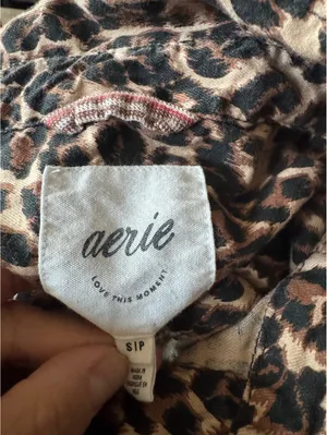 Aerie Leopard Print Button-Up Shirt Size Small thumbnail 7