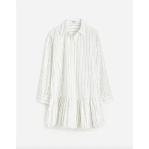Madewell Bubble Hem Mini Shirtdress Pinstripe Poplin Cotton White Medium NWT thumbnail 5