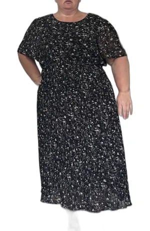 Baltic born Belfast Pleated Maxi Dress 3x Black Floral Cottagecore thumbnail 1