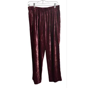 Madewell Velvet Tapered Pleat Pull-On High Rise Pants Burgundy Large thumbnail 9