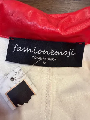 Fashion Emoji Red Button-Front Faux Leather Dress/Coat Medium - C27-107 thumbnail 2