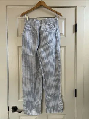 Women’s Quince 100% European Linen Wide Leg Pants Sky Blue Mariner Stripe Sz S thumbnail 10
