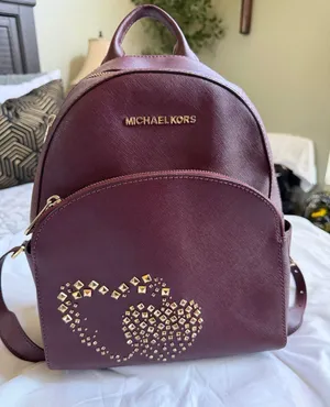Michael Kors Plum Saffiano Mini Backpack with Gold Stud Hearts thumbnail 1
