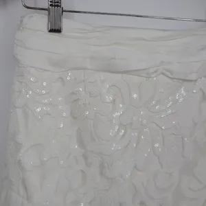 Naked Wardrobe The Statement White Sequin Floral Ruffle Mini Skirt Size M thumbnail 3