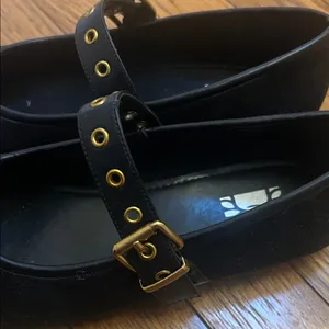 Black Mary Jane Ballet Flats with Gold Accents thumbnail 3
