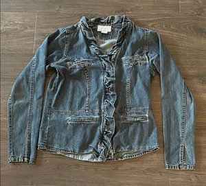 Vintage Wrangler Blues Denim Jacket w/ Snape Closure & Ruffle Detail,Size Medium thumbnail 1