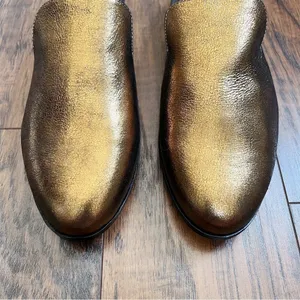 Donna Karan • Mott Mule leather backless loafer Bronze gold metallic slide thumbnail 6