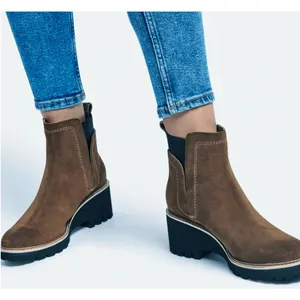 DV Dolce Vita Rango Chelsea Boots Womens 8.5 Brown Suede Lug Wedge Heel thumbnail 2