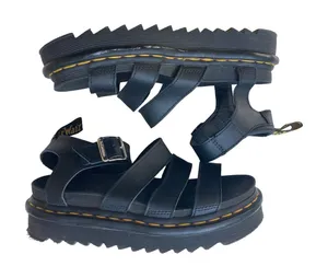 Dr Martens Blaire Edgy Grunge Lite Chunky Platform Strap Black Leather Sandals 6 thumbnail 1