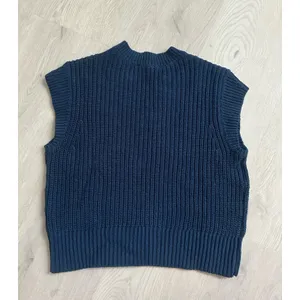 Haven Well Within Organic Cotton Linen Shaker Sweater Vest V-Neck Navy Sz.Small thumbnail 2