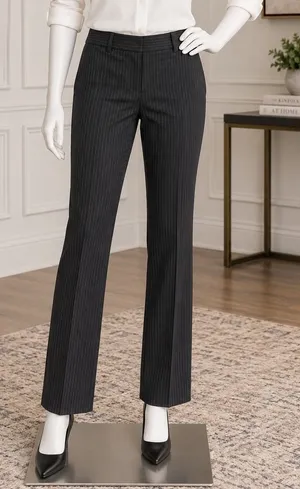 Worthington Womens Dress Pants Gray Pinstripe Curvy Fit Petite 4P thumbnail 1