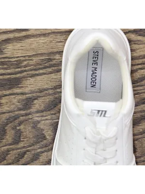 NEW Steve Madden Womens Faux Leather Lifestyle Casual Low Top Sneakers White 9M thumbnail 8