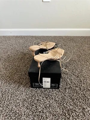 LPA Lucia Heel in Nude, Ankle-Tie Strappy Kitten Heel Sandal in Nude, size 6.5 thumbnail 6