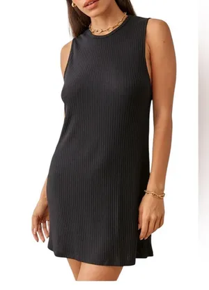 Reformation Roe Black Mini Dress thumbnail 3