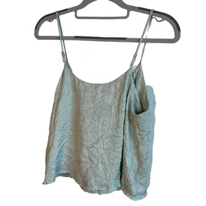 Intimately Free People Cami Top Button Front Crinkle‎ Blue Tank Top Size XS thumbnail 6