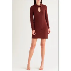 Women's FOURTEENTH PLACE Brown Long Sleeve Ribbed Dress XS thumbnail 2
