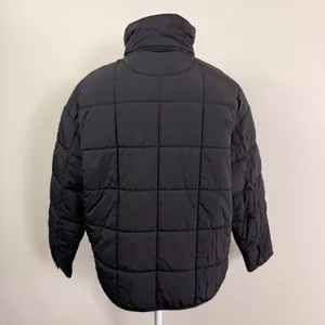 Roxy Womens Black Quilted Grid Puffer Jacket Funnel Neck Full Zip Sporty Sz S thumbnail 3