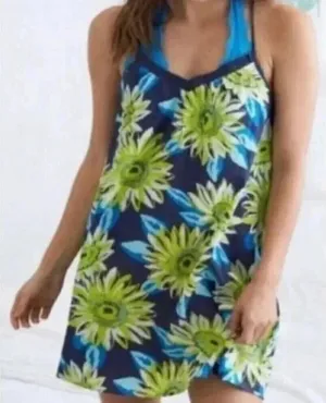 Aerie Gauzy Cotton Floral Tassel Swim Cover‎ Dress Size S Blue Green Boho Beach thumbnail 1