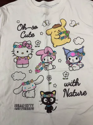 NWT Hello Kitty Sanrio Beige Short Sleeve Tee Size Medium thumbnail 2