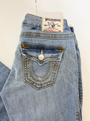 Vintage True Religion Low Rise Straight Leg Denim Jeans Womens Size 27 thumbnail 8