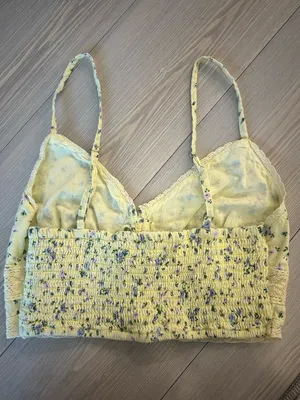 Aeropostale Yellow Floral Lace Crop Top thumbnail 2