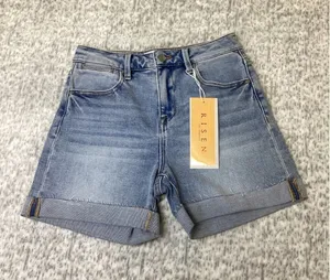 Risen Jeans Womens Cuffed HR Short Light Wash Denim RDS6155SZ Size S thumbnail 1