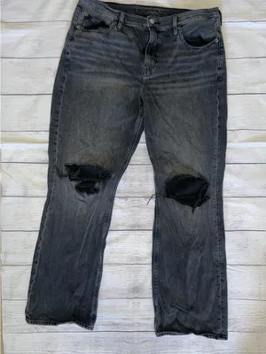 American Eagle 90s Boot Cut Distressed Black Washed Jeans thumbnail 1