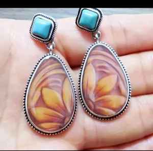Southwestern turquoise resin earrings thumbnail 3