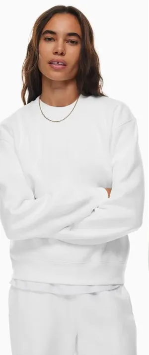 Aritzia Tna Cozy Fleece‎ Perfect Crew Sweatshirt Pullover White Size Large thumbnail 1