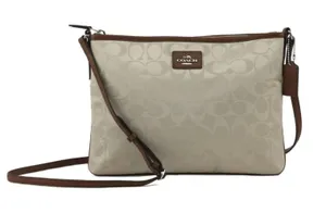 Coach Signature Cream Nylon Rectangle Crossbody Bag Handbag Style 35454 thumbnail 1