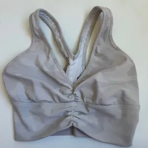 Alo Yoga Sport Bra Womens Small Wild Thing Ruched V Neck Athletic Racerback Camo thumbnail 2