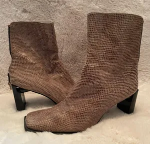 Vintage 90s Chunky Heeled Faux Snake Booties thumbnail 1