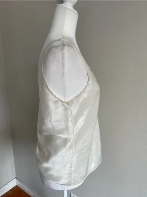 Silk-Look Cream Lace Trim V-Neck Cami Top thumbnail 3
