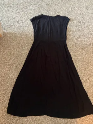 LOFT Black Cap-Sleeve Maxi Dress with Gathered Waist thumbnail 6