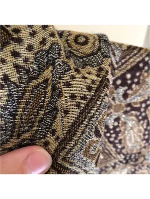 Cashmere EUC Women's Gold Black Scarf from Prague 90% Cashmere 10% Silk thumbnail 2