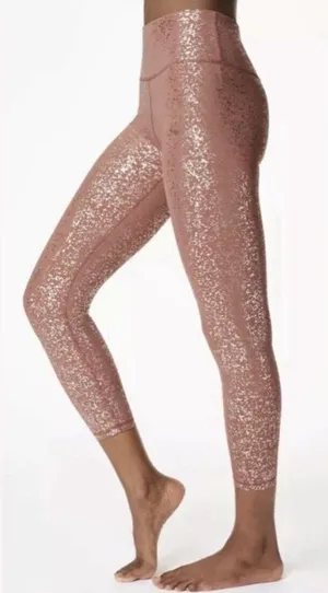 Sweaty Betty Disco Silver Metallic Foil Athletic Leggings SB6102 Size Medium thumbnail 1