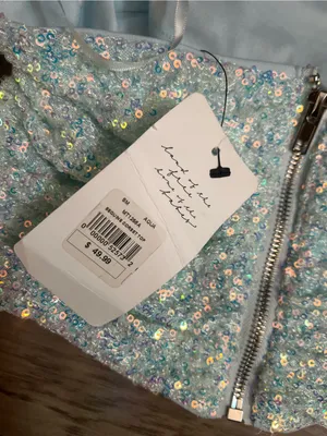 American Threads Aqua Iridescent Sequin Corset Top – NWT Size Small thumbnail 10
