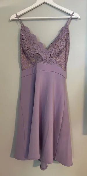 Francesca's Collections Lavender Lace A-Line Slip Dress thumbnail 1