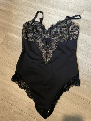 Black Lace-Trim Bodysuit Top - Women thumbnail 1