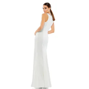 Mac Duggal 49093 White Rhinestone High Neck Trumpet Gown NWT Sz 0‎ $358 thumbnail 2
