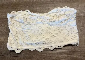 Free People White Lace Adella Corset Strapless Bralette Top thumbnail 1