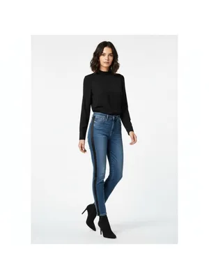 7 for All Mankind High-Waist Ankle Skinny Jeans with Coated Black Trim Size 25 thumbnail 3