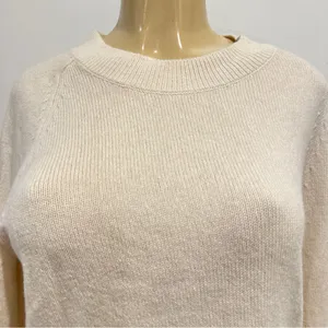 Ann Taylor Wool Cashmere Sweater Sz M Cream Tie Cuffs thumbnail 3