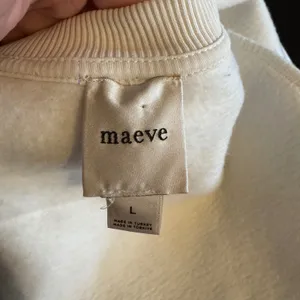 Maeve Puff Sleeve Sweatshirt L Cream Pleated Waist Peplum Top Preppy Soft Girl thumbnail 3