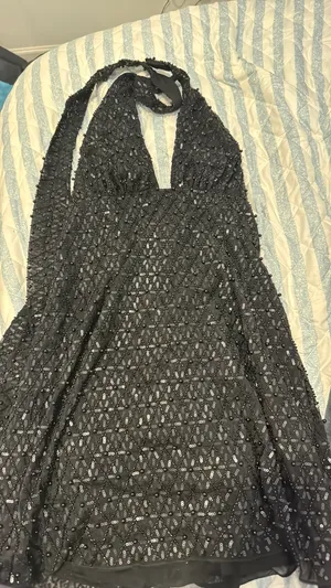 Oh Polly Embellished scarf detail halter neck mini dress thumbnail 3