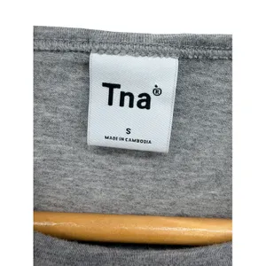Aritzia Tna Chill Malibu Ruched Long Sleeve Dress S Grey Cotton Bodycon Mini M thumbnail 2
