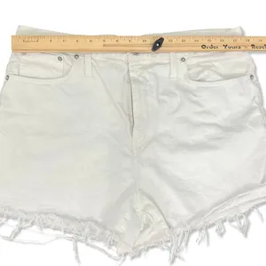 Madewell White Denim Perfect Jean Shorts Frayed Hem 5 Pocket Design Size 32 thumbnail 7