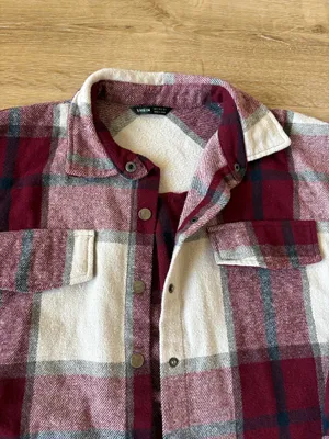 Red Flannel Button Up Shacket thumbnail 3
