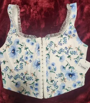NWT Altar'd State Alex Floral Corset In blue Size L thumbnail 1