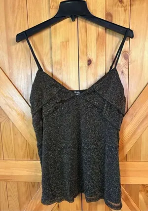 Deb black gold metallic Cami size 2X NWT (0812) thumbnail 1